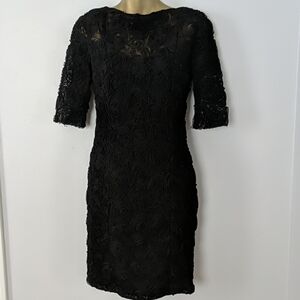 Rachel Roy black floral lace open back dress size 4